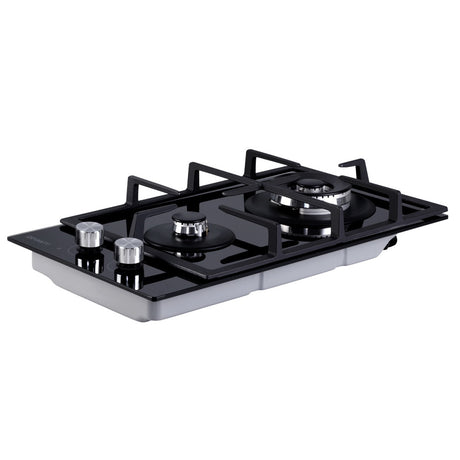 30cm 2-Burner Black Gas Cooktop