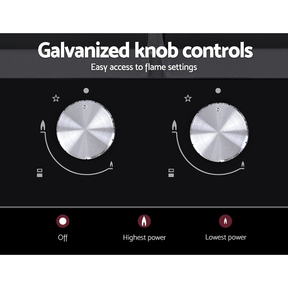 30cm 2-Burner Black Gas Cooktop