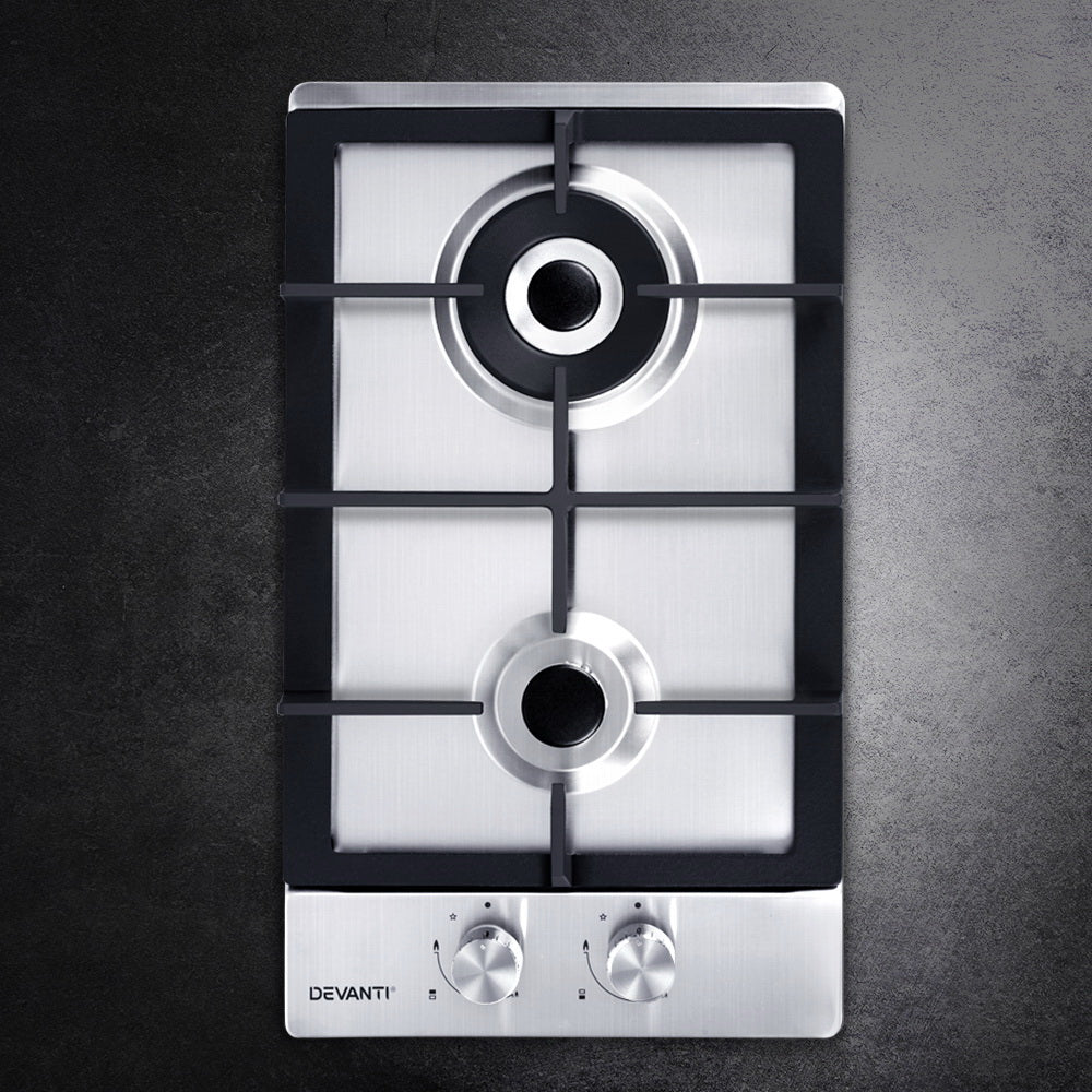 30cm 2 Burner Stainless Steel Gas Cooktop