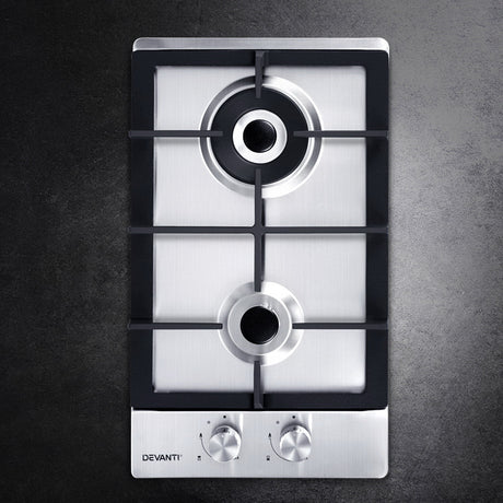 30cm 2 Burner Stainless Steel Gas Cooktop