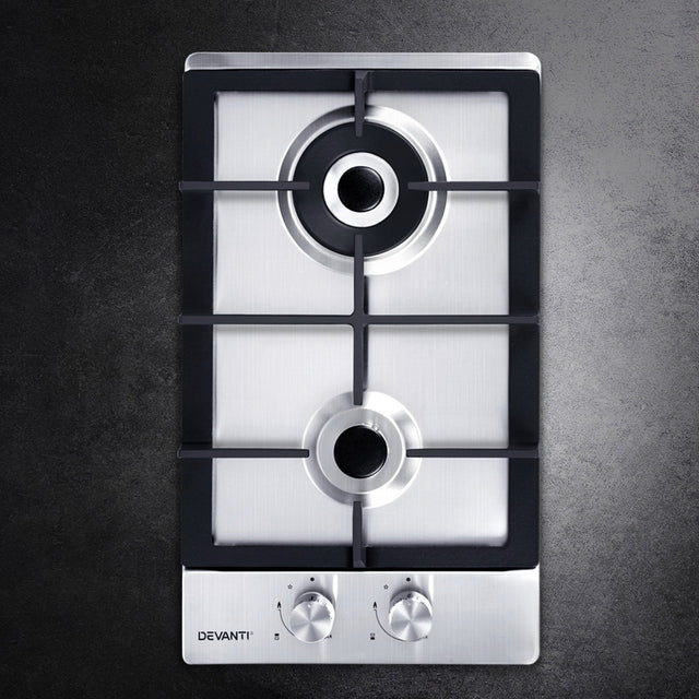 30cm 2 Burner Stainless Steel Gas Cooktop