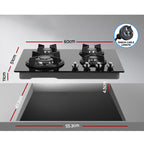 60cm 4 Burner Black Gas Cooktop