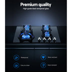 60cm 4 Burner Black Gas Cooktop