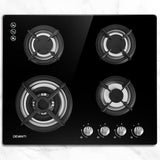 60cm 4 Burner Black Gas Cooktop