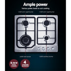 60cm 4 Burner Gas Cooktop with Safety Features