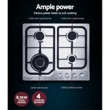60cm 4 Burner Gas Cooktop with Safety Features