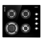 60cm Black Gas Cooktop with 4 Burners