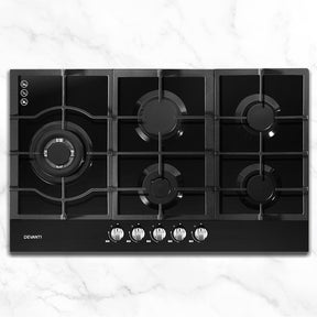 90cm 5-Burner Gas Cooktop in Black