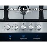 90cm 5-Burner Stainless Steel Gas Cooktop