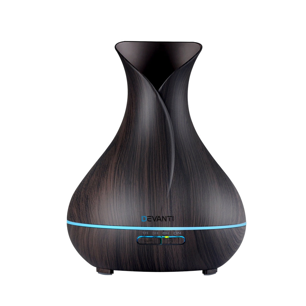 Devanti Aroma Diffuser Aromatherapy Wood 400ml Ultrasonic Essential Oil Humidifier