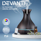 Devanti Aroma Diffuser Aromatherapy Wood 400ml Ultrasonic Essential Oil Humidifier