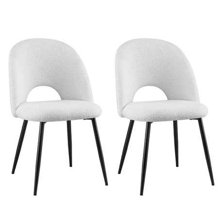 Set of 2 Contemporary White Dining Chairs