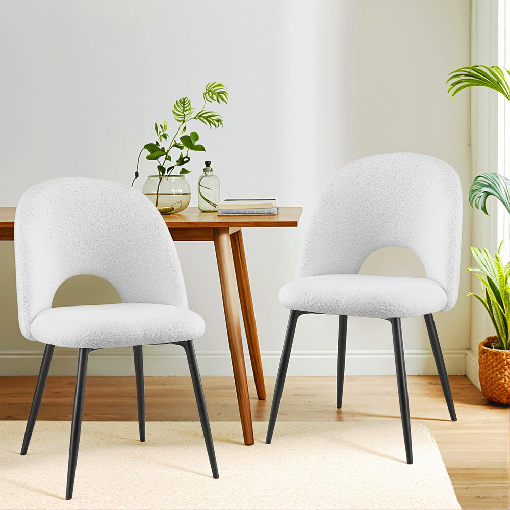 Set of 2 Contemporary White Dining Chairs