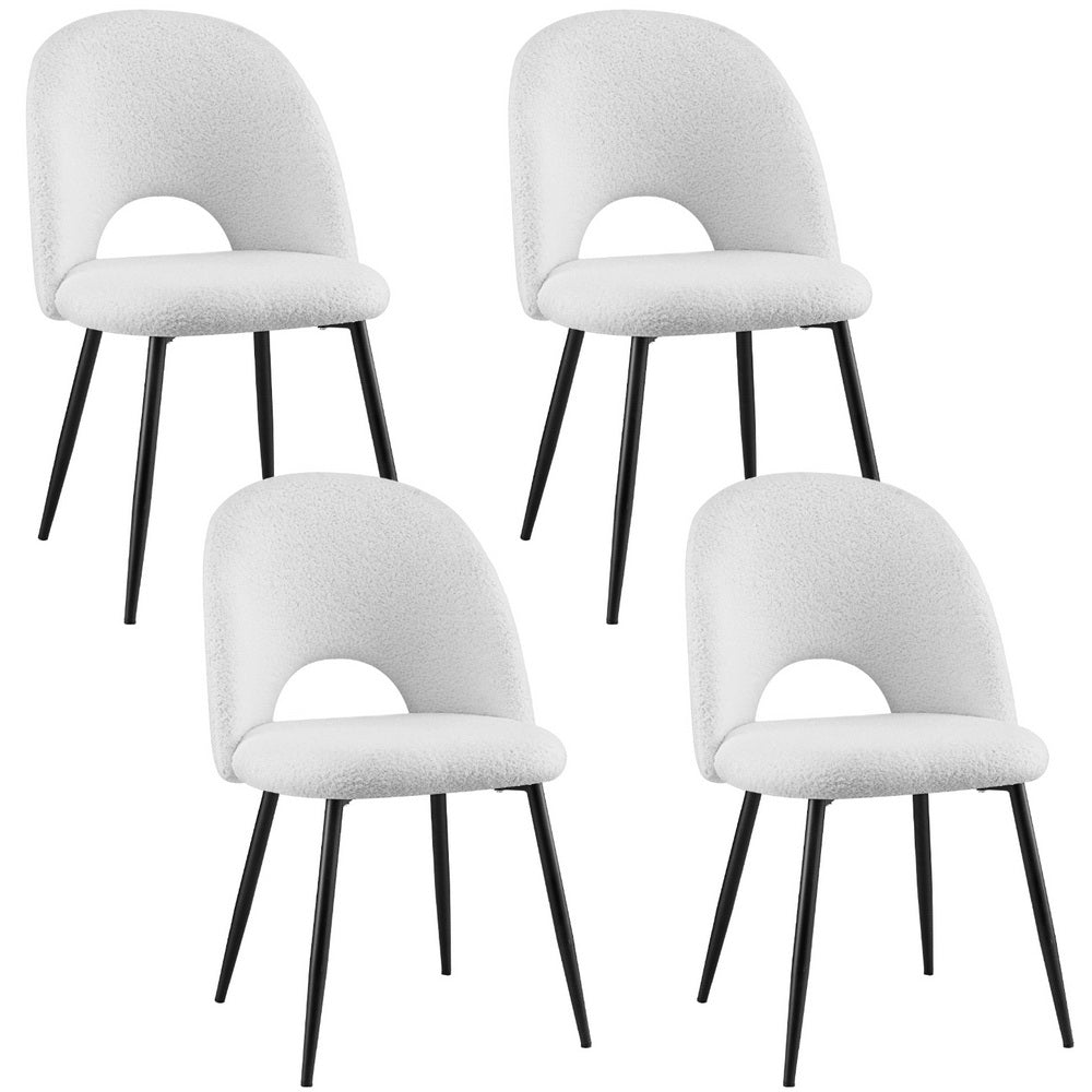 Boucle Sherpa Dining Chair Set of 4