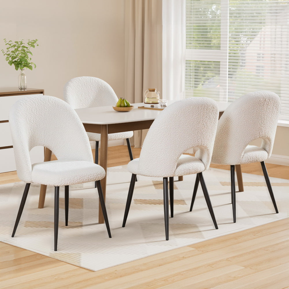 Boucle Sherpa Dining Chair Set of 4