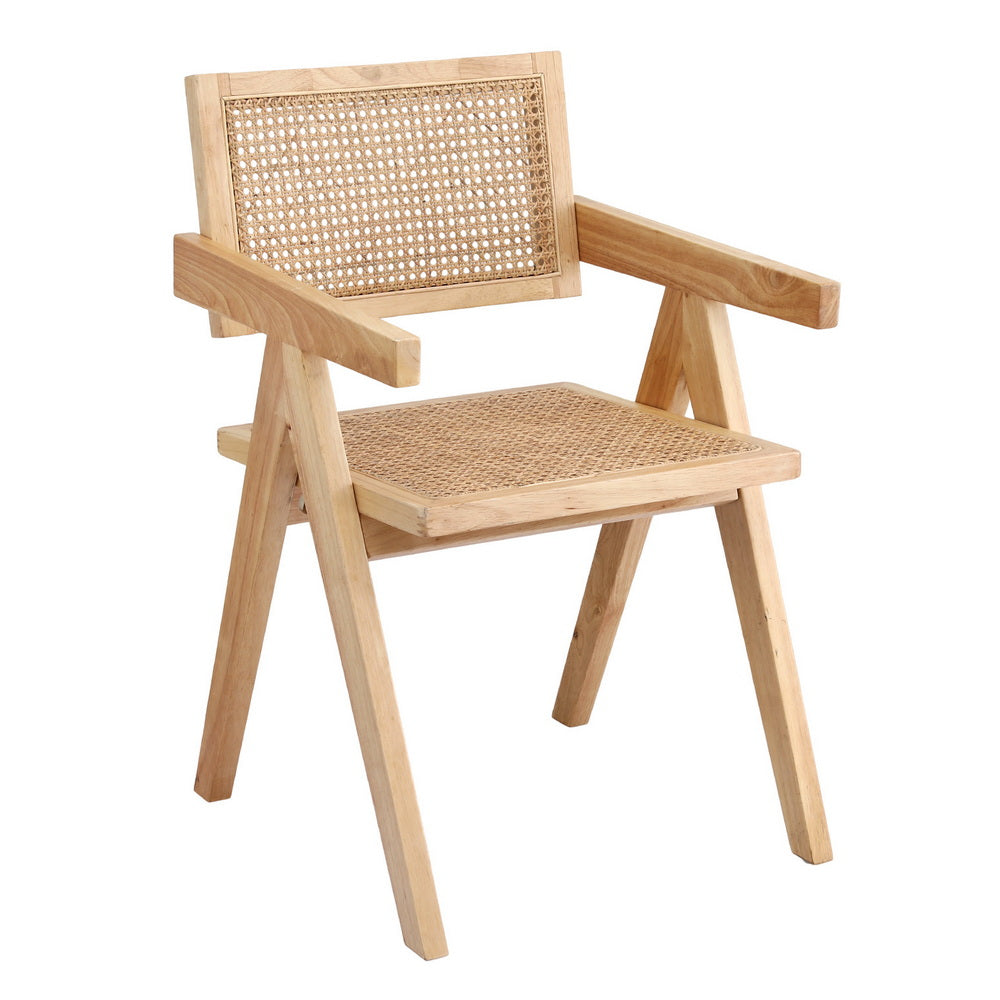 Modern Retro Rattan Dining Chair with Armrests