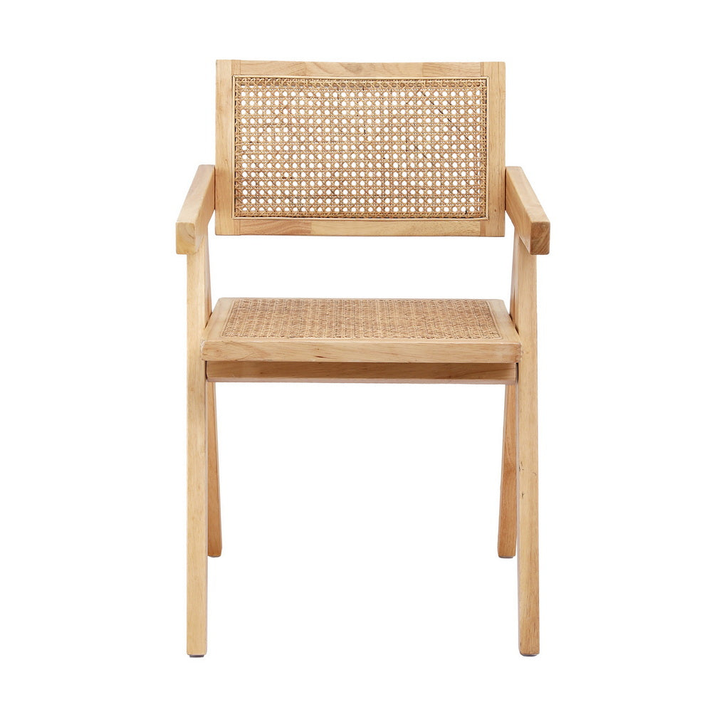 Modern Retro Rattan Dining Chair with Armrests