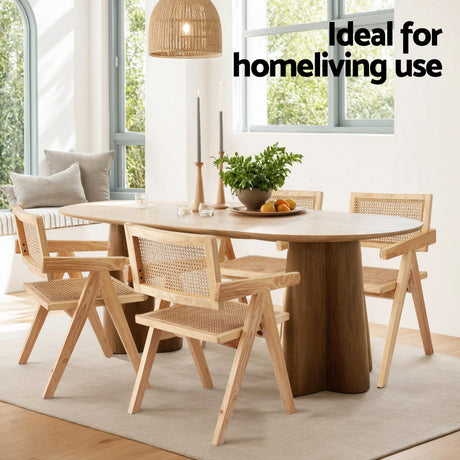 Modern Retro Rattan Dining Chair with Armrests