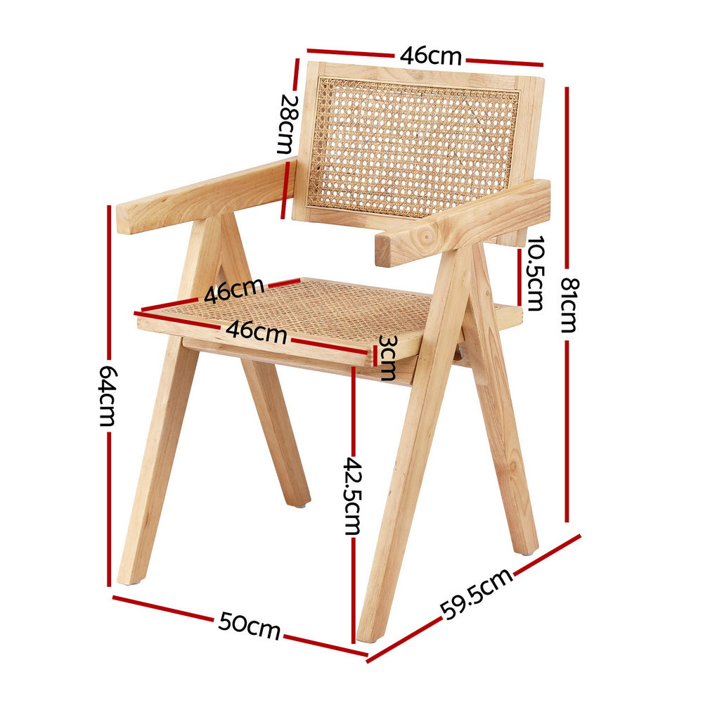 Modern Retro Rattan Dining Chair with Armrests
