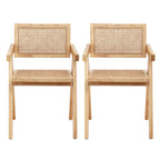 Modern Retro Rattan Dining Chair with Armrests