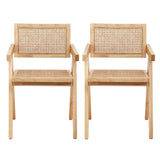 Modern Retro Rattan Dining Chair with Armrests