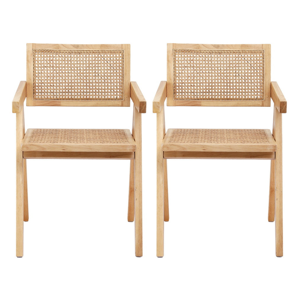 Modern Retro Rattan Dining Chair with Armrests