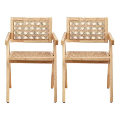 Modern Retro Rattan Dining Chair with Armrests