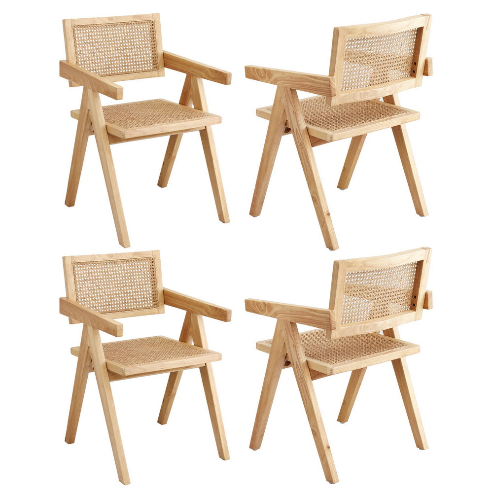 Modern Retro Rattan Dining Chair with Armrests