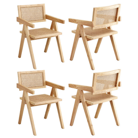 Modern Retro Rattan Dining Chair with Armrests
