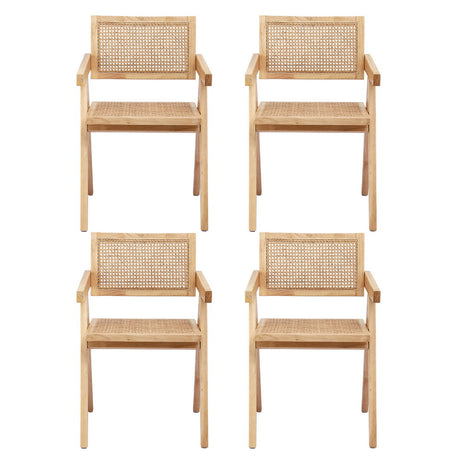 Modern Retro Rattan Dining Chair with Armrests