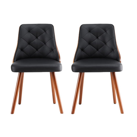 Elegant Set of 2 PU Dining Chairs