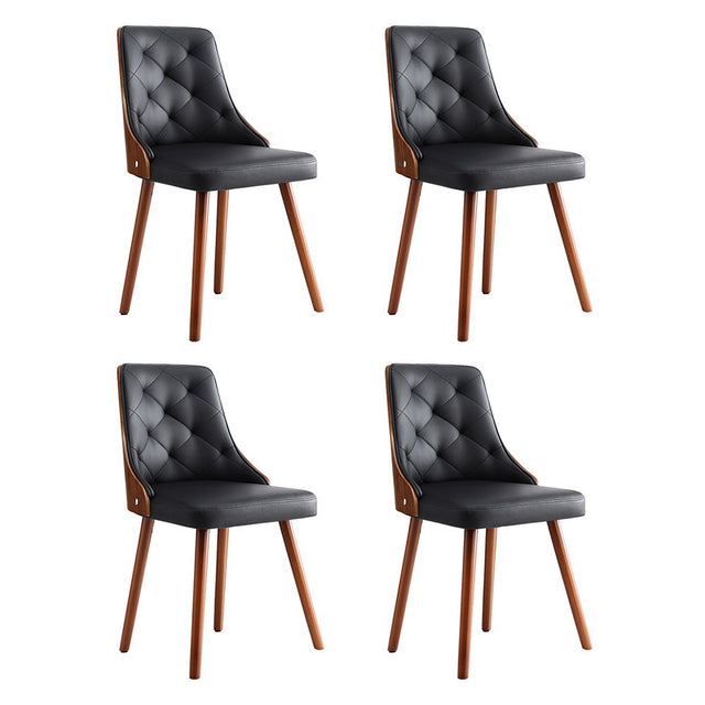 Luxurious Black PU Dining Chair Set of 4