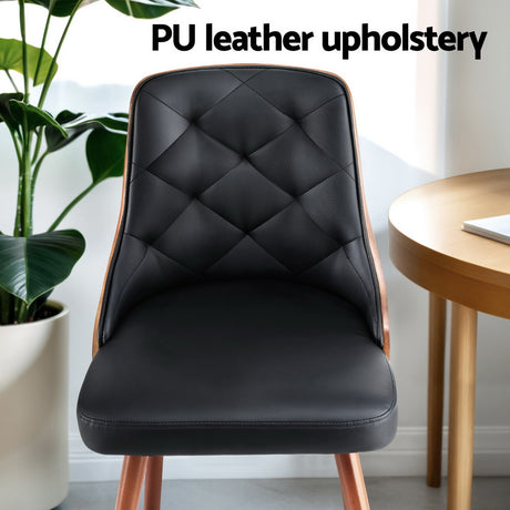 Luxurious Black PU Dining Chair Set of 4