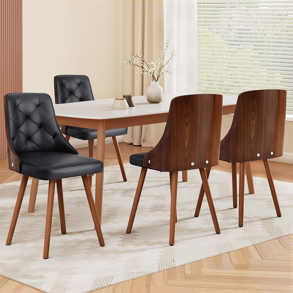 Luxurious Black PU Dining Chair Set of 4