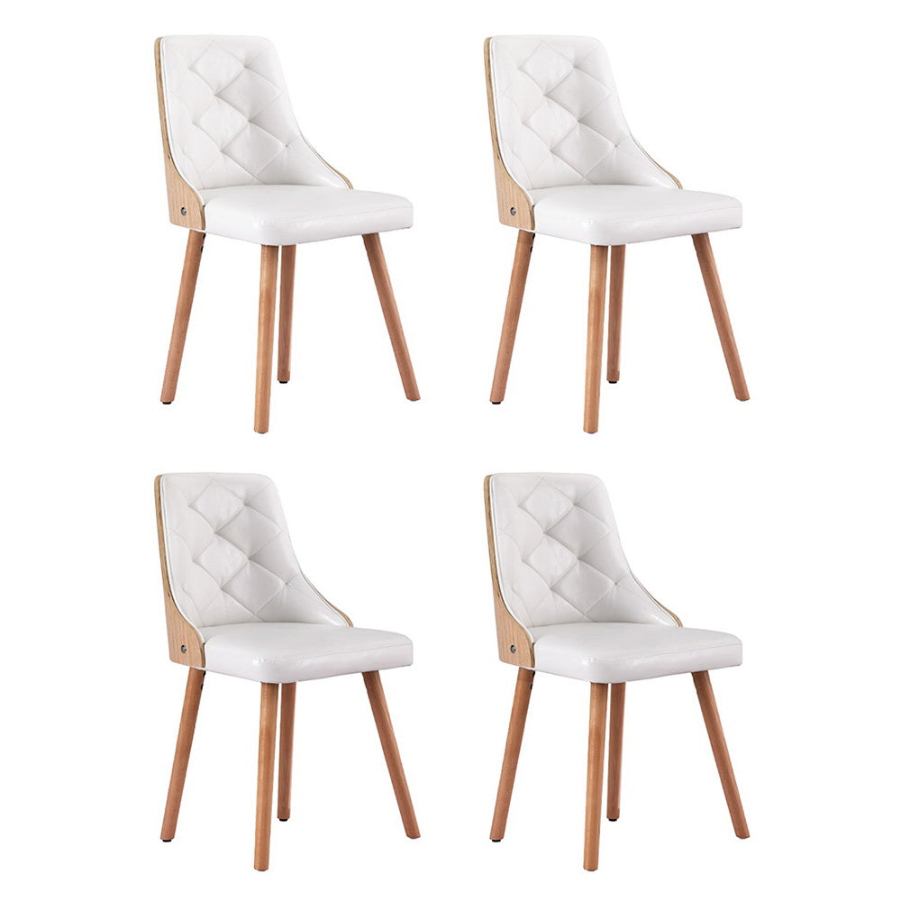 Elegant White PU Dining Chair Set of 4
