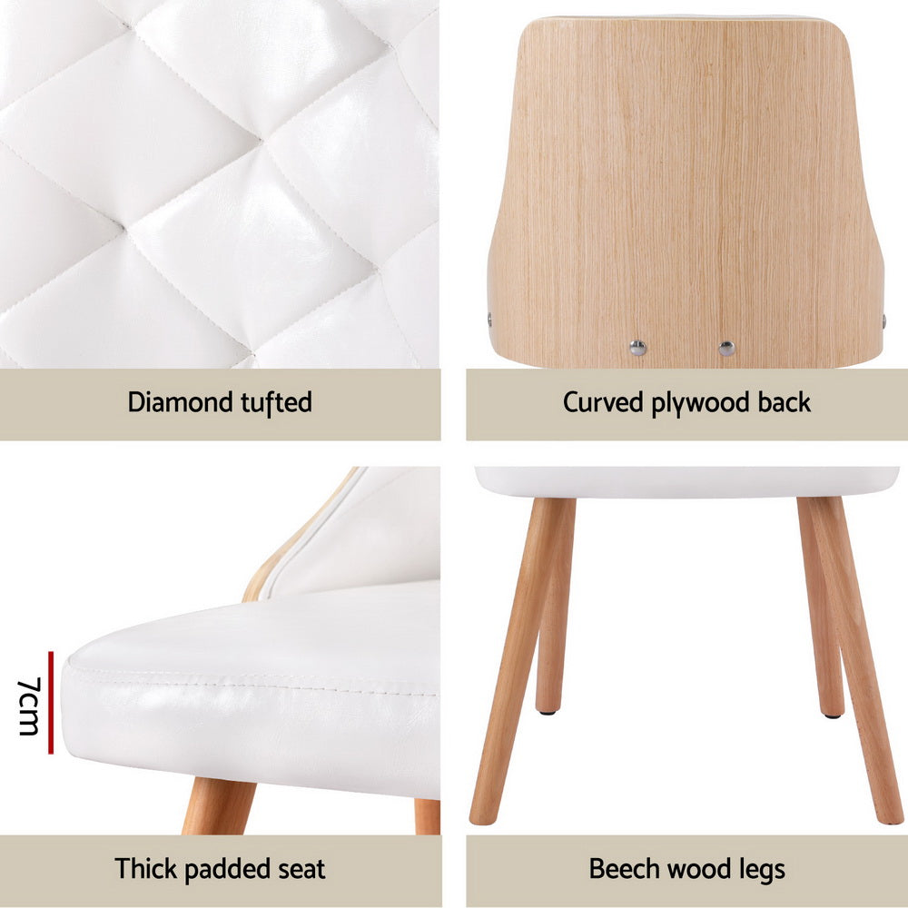 Elegant White PU Dining Chair Set of 4
