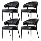 Elegant Black Leather Dining Chairs Set of 4