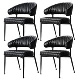 Elegant Black Leather Dining Chairs Set of 4
