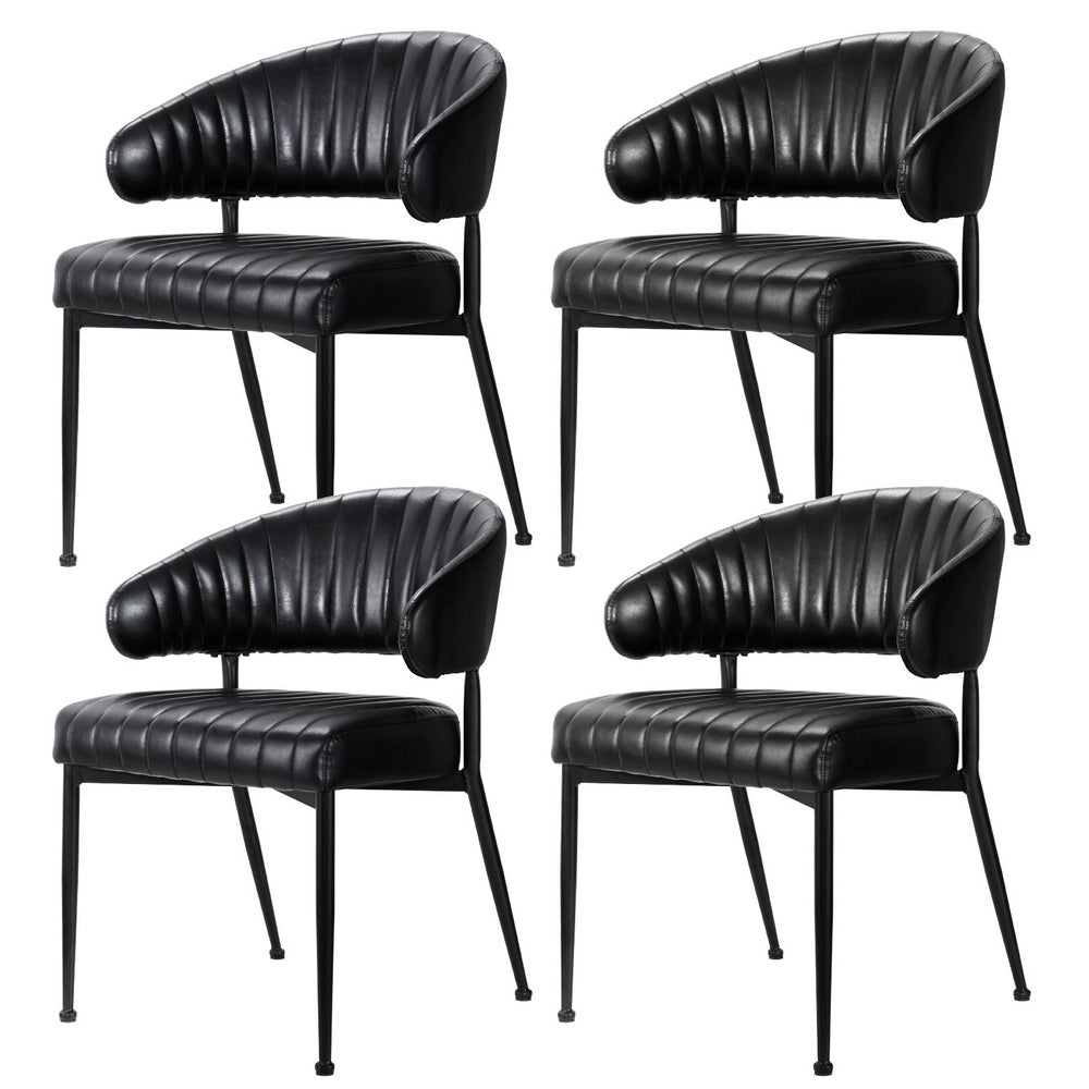 Elegant Black Leather Dining Chairs Set of 4