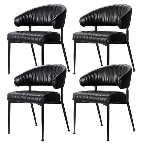 Elegant Black Leather Dining Chairs Set of 4