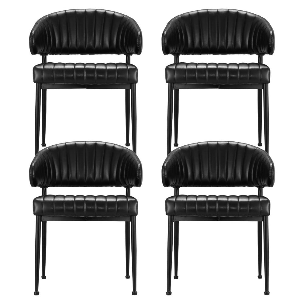 Elegant Black Leather Dining Chairs Set of 4