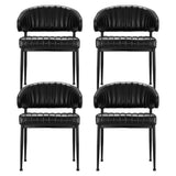 Elegant Black Leather Dining Chairs Set of 4