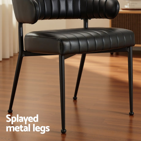 Elegant Black Leather Dining Chairs Set of 4