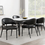 Elegant Black Leather Dining Chairs Set of 4