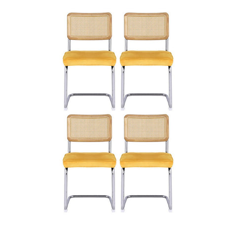 Velvet Rattan Cantilever Dining Chair Set