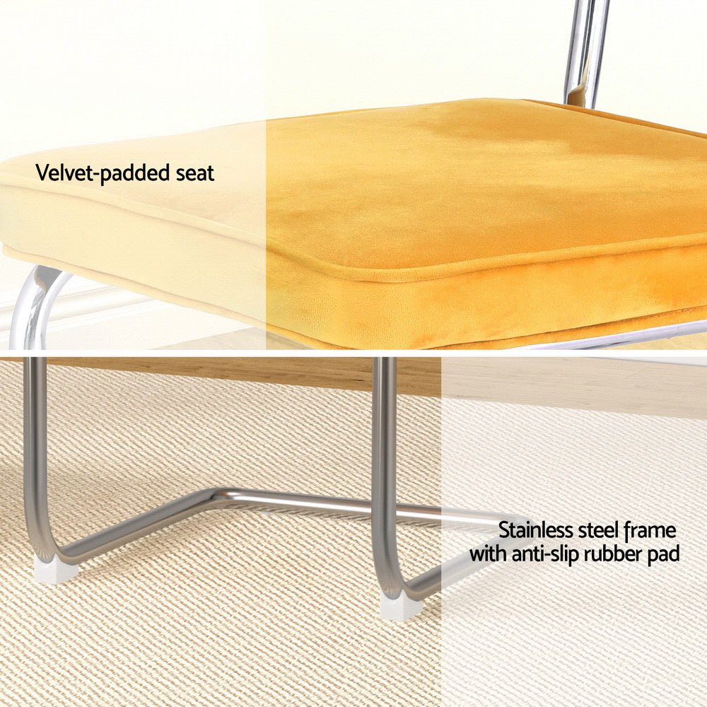 Velvet Rattan Cantilever Dining Chair Set