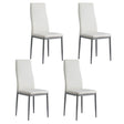 Elegant White Leather Dining Chairs Set of 4