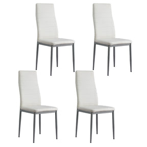 Elegant White Leather Dining Chairs Set of 4