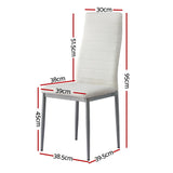 Elegant White Leather Dining Chairs Set of 4