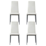 Elegant White Leather Dining Chairs Set of 4